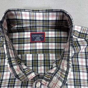 Untuckit Mens‎ Plaid Button Down Shirt Large Slim Fit Long Sleeve